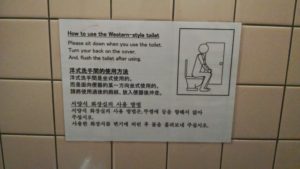 Instructions on how to squat over a Japanese potty