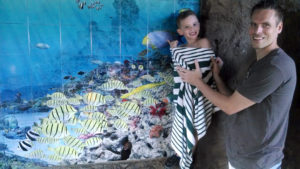The Welcome Center mural of fishes in the sea at Hanauma Bay