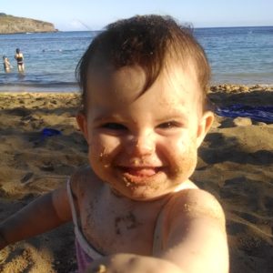 Baby eating sand at Hanauma Bay