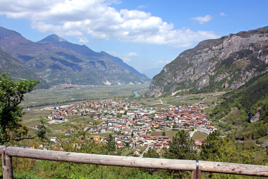 A view of a small italian village near the Italian Alps from Castle Beseno
