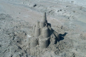A sandcastle on the beach