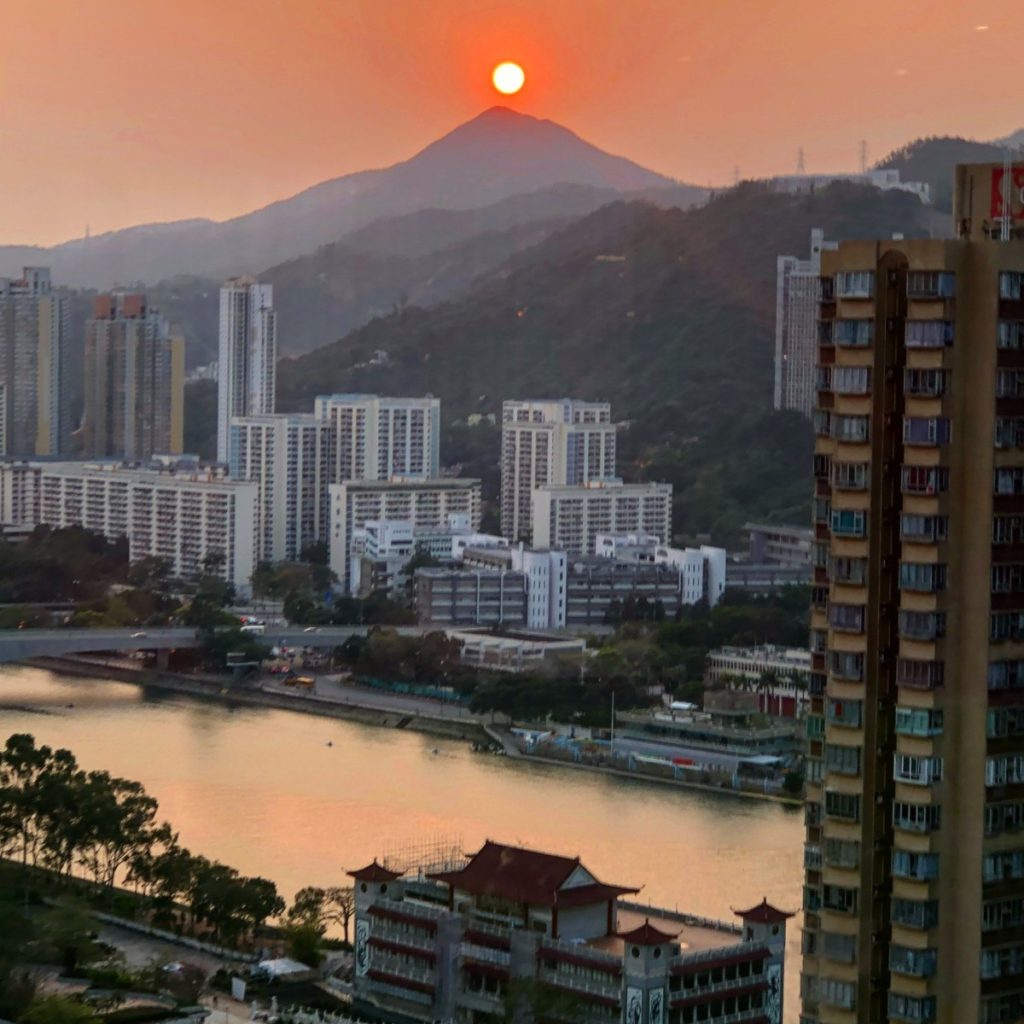  Sunset from the Courtyard Marriott Hotel in Sha Tim , Hong Kong
