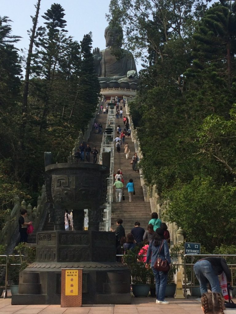 Climbing the steps to the big buddha