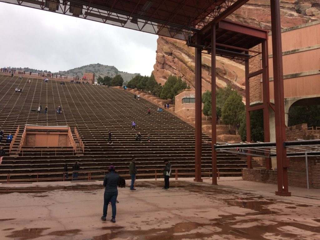 The view of the red rocks amphitheater from the stage