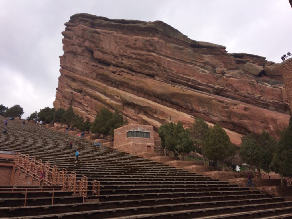 Massive boulder on the side of the Red Rocks Amphitheater