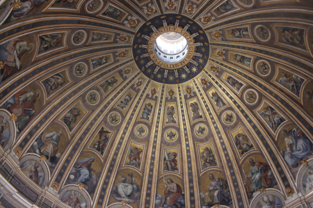 inside the dome of St. Peters Basilica