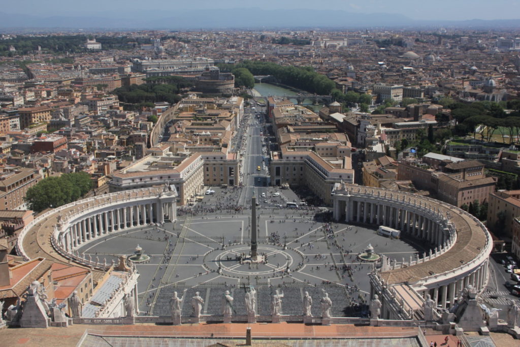 Looking down on St. Peter's square from St. Peter's basilica