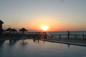 Sunset at a Playacar all-inclusive resort