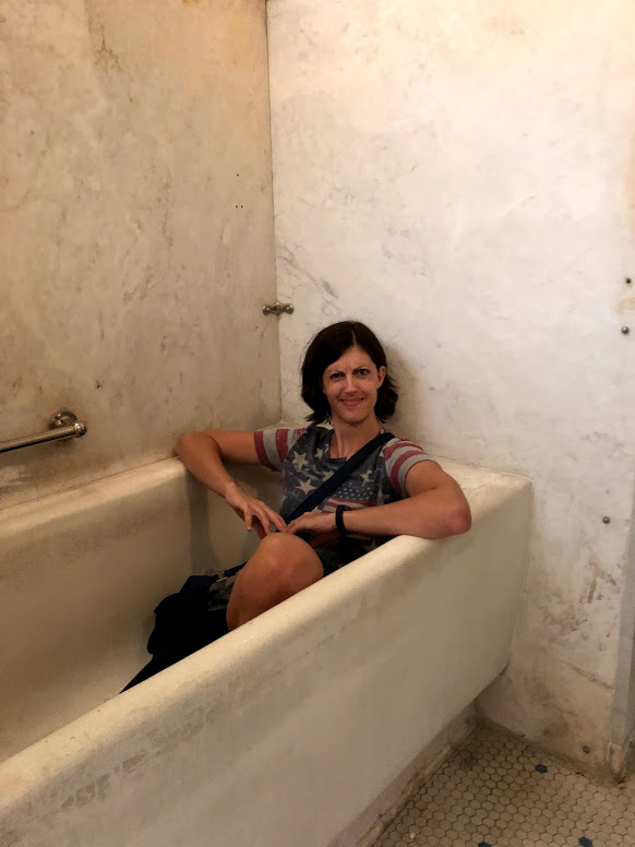 Jamie in a bath at Hot Springs National Park