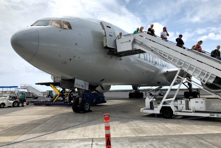 Deplaning United Airlines on the Tarmac