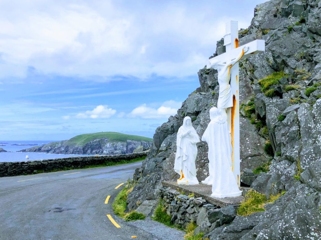 White Cross on Slea Head looking over the Wild Atlantic, Dingle Peninsula, Ireland
