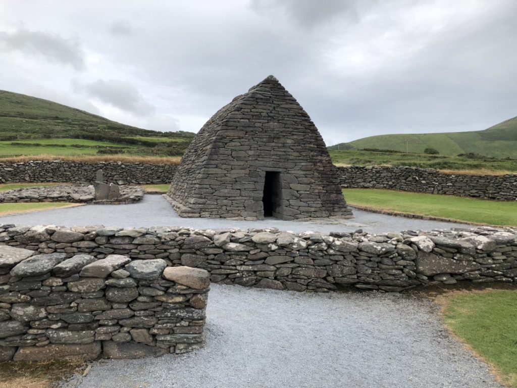 Well-preserved, rain-tight rock Beehive home, at Gallarus Oratory, Dingle peninsula, Ireland