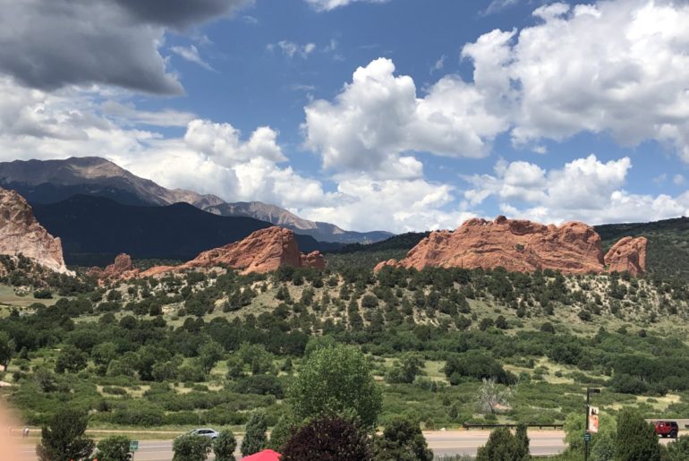 View from the Visitors Center at Gardens of the Gods for colorado springs with kids
