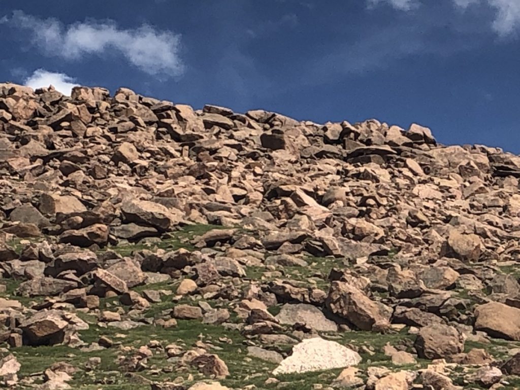 Roclky hill in the Alpine region of Pike's peak, Colorado Springs with kids