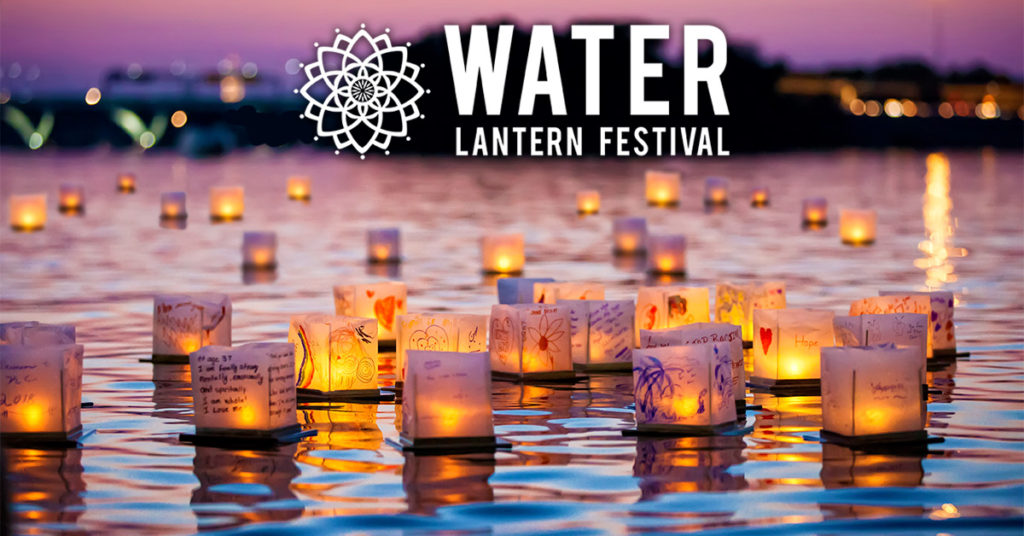 Lanterns on the water at the Water Lantern Festival Fort Worth, what to do in the fall in DFW