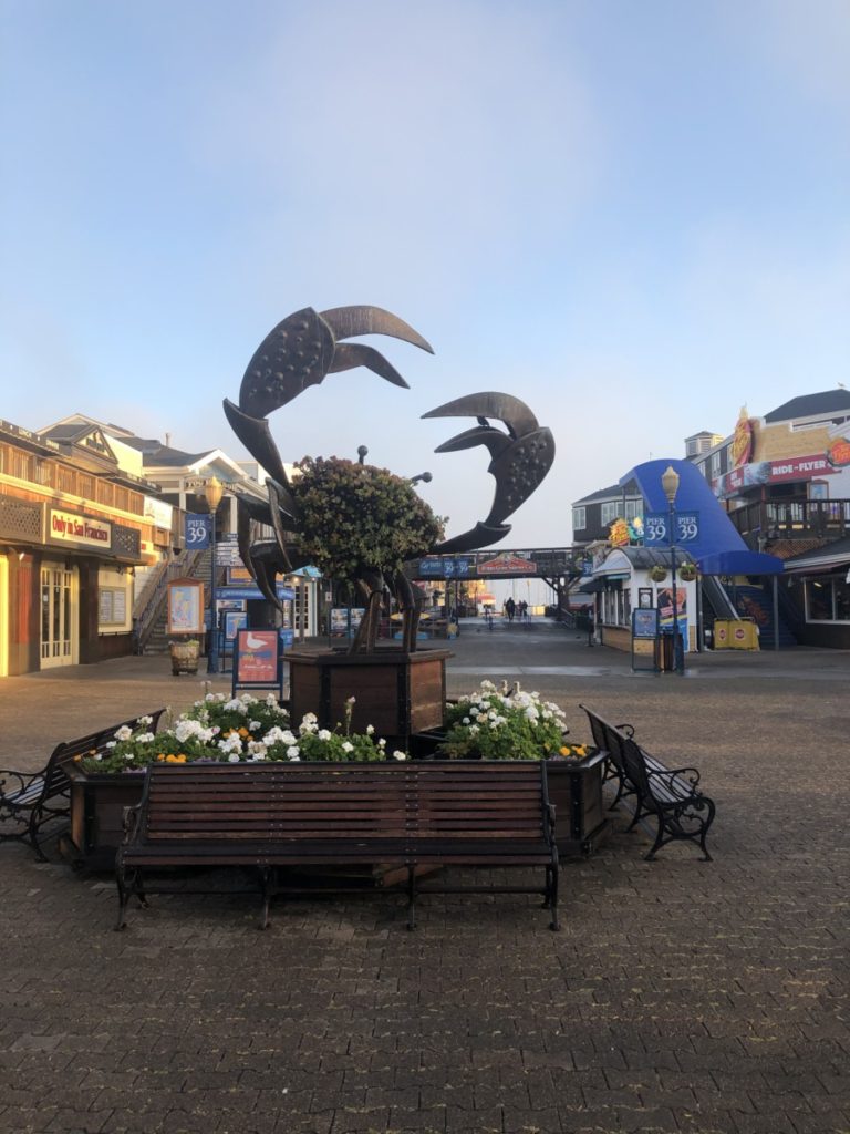 Crab Sculpture at the beginning of Pier 39 in San Francisco