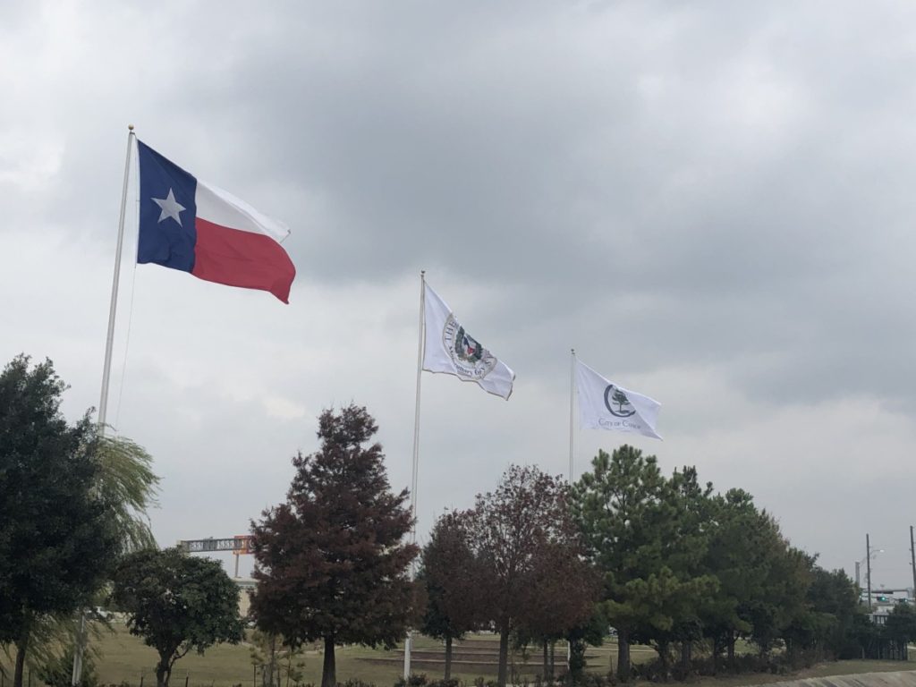 Texas state flag at the Lone Start State Memorial Flag Walk in Conroe