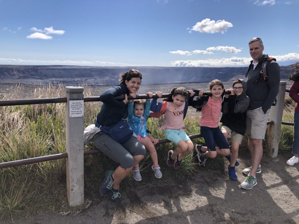 Family of 6 at Volcano National Park Caldera overlook
