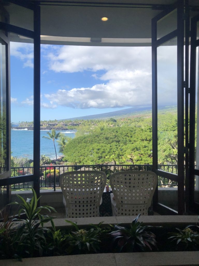 Window frame view of Hawaii from the Sheraton Kona