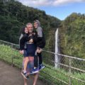 Dad carried 2 big kids at Akaka State Falls on the Big Island of Hawaii
