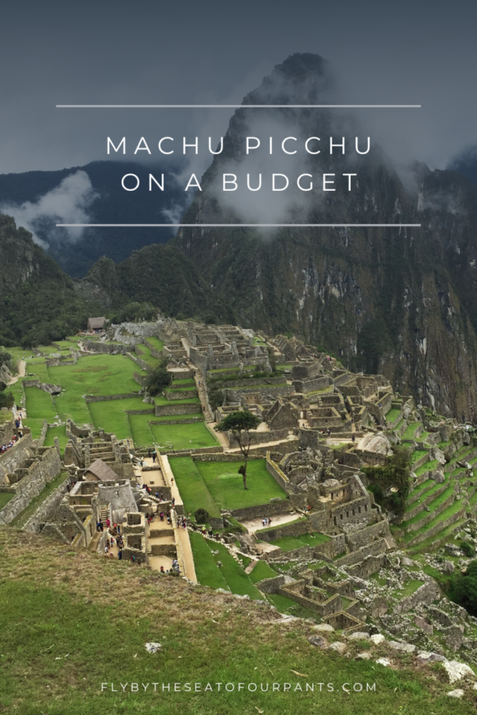 Machu Picchu village with Mountain in background.  Pinterest graphic for blog post
