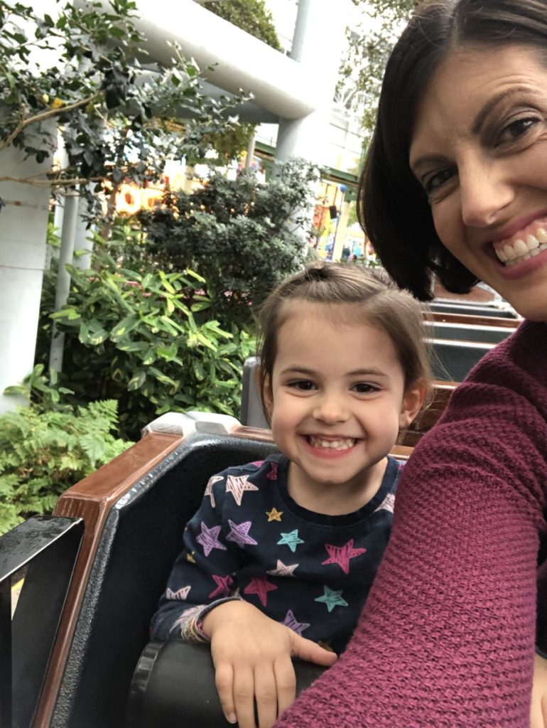 Mom and Toddler ride Back and the Barnyard Hayride at Nickelodeon Universe at the Mall of America in Minneapolis