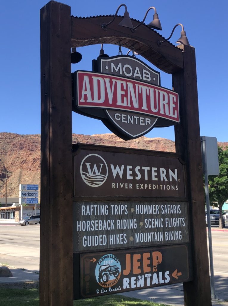 Moab Main street Sign for Moab Adventure Center