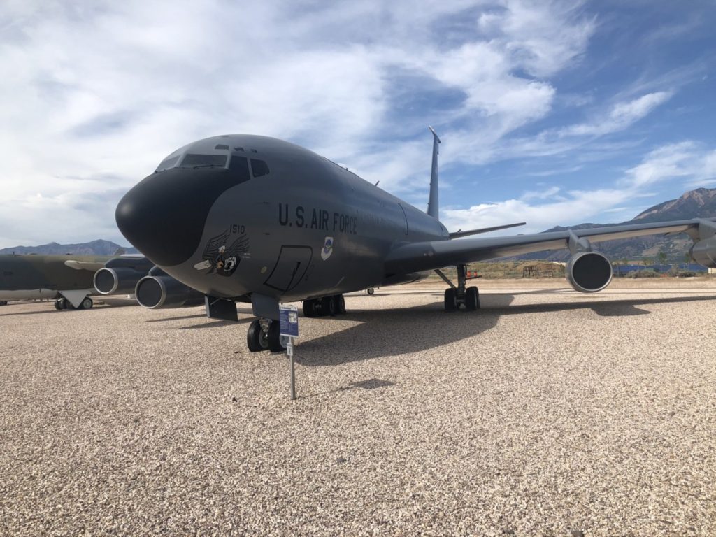 large gray plane on display at Hill Air Force Base Museum