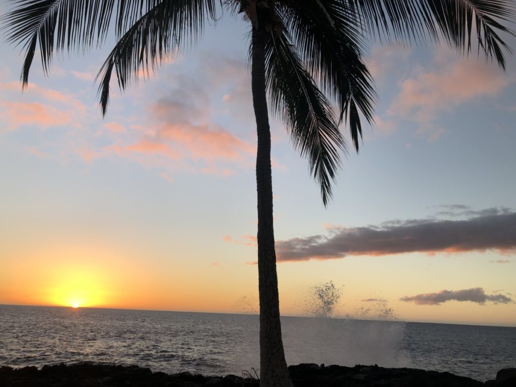 Hawaiian sunset over the water