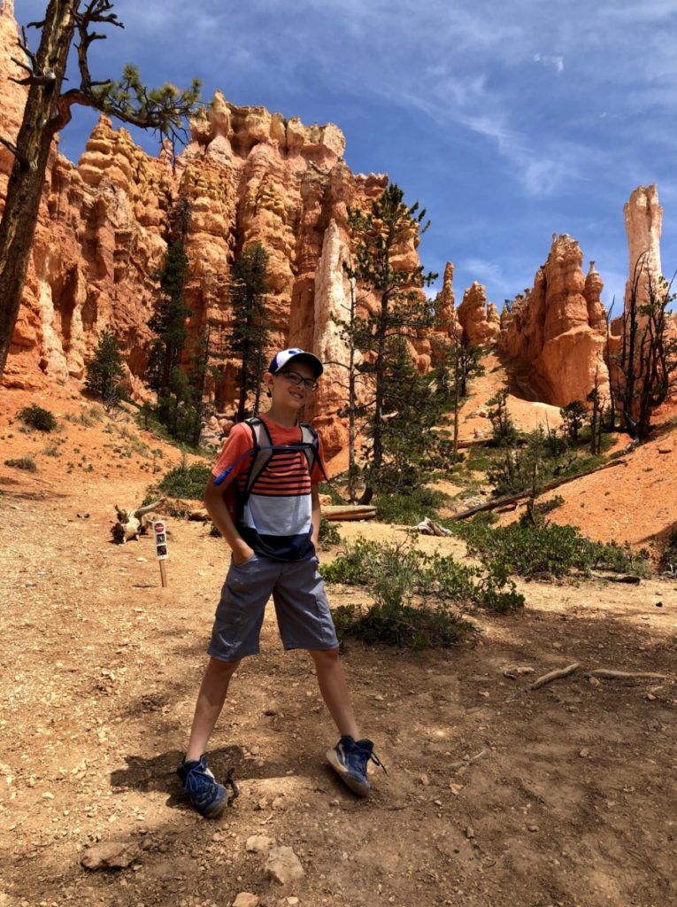 12 year old in Queens Garden-HIking with kids in Bryce Canyon NP