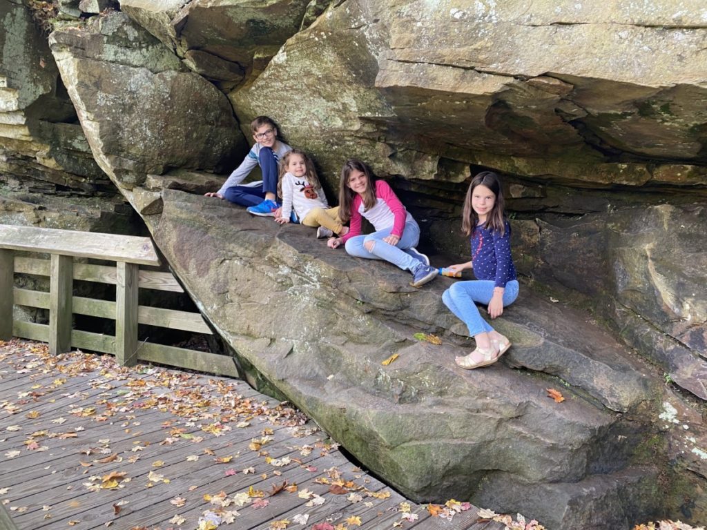 4 kids On the trail to Brandywine Waterfall