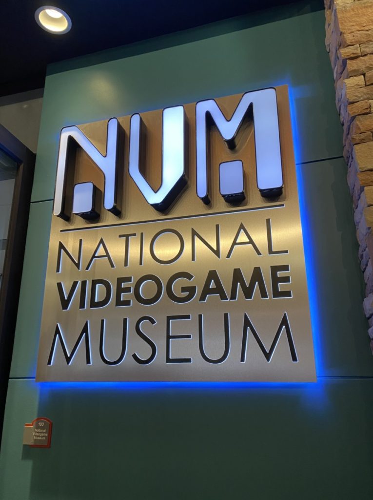 NVM National Video game museum entrance sign in Frisco Discovery Center