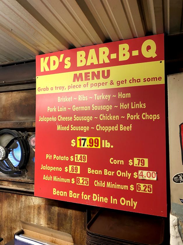 KD's Bar-B-Q menu and pricing