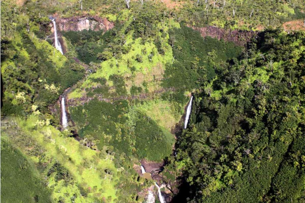 Kauai waterfalls from Helicopter
