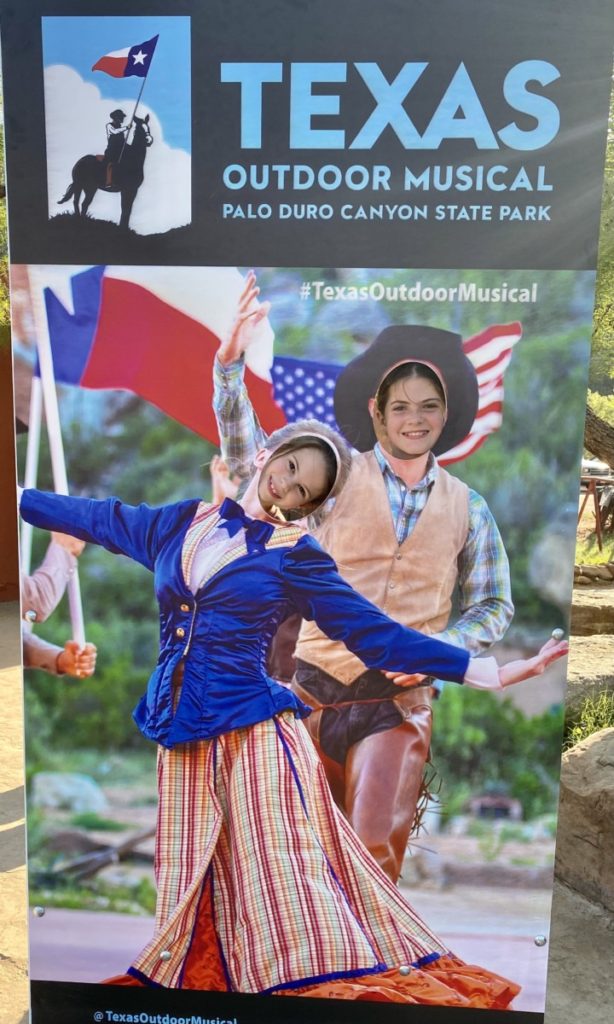 2 kids acting at Texas outdoor Musical in Palo Duro Canyon State Park Amarillo