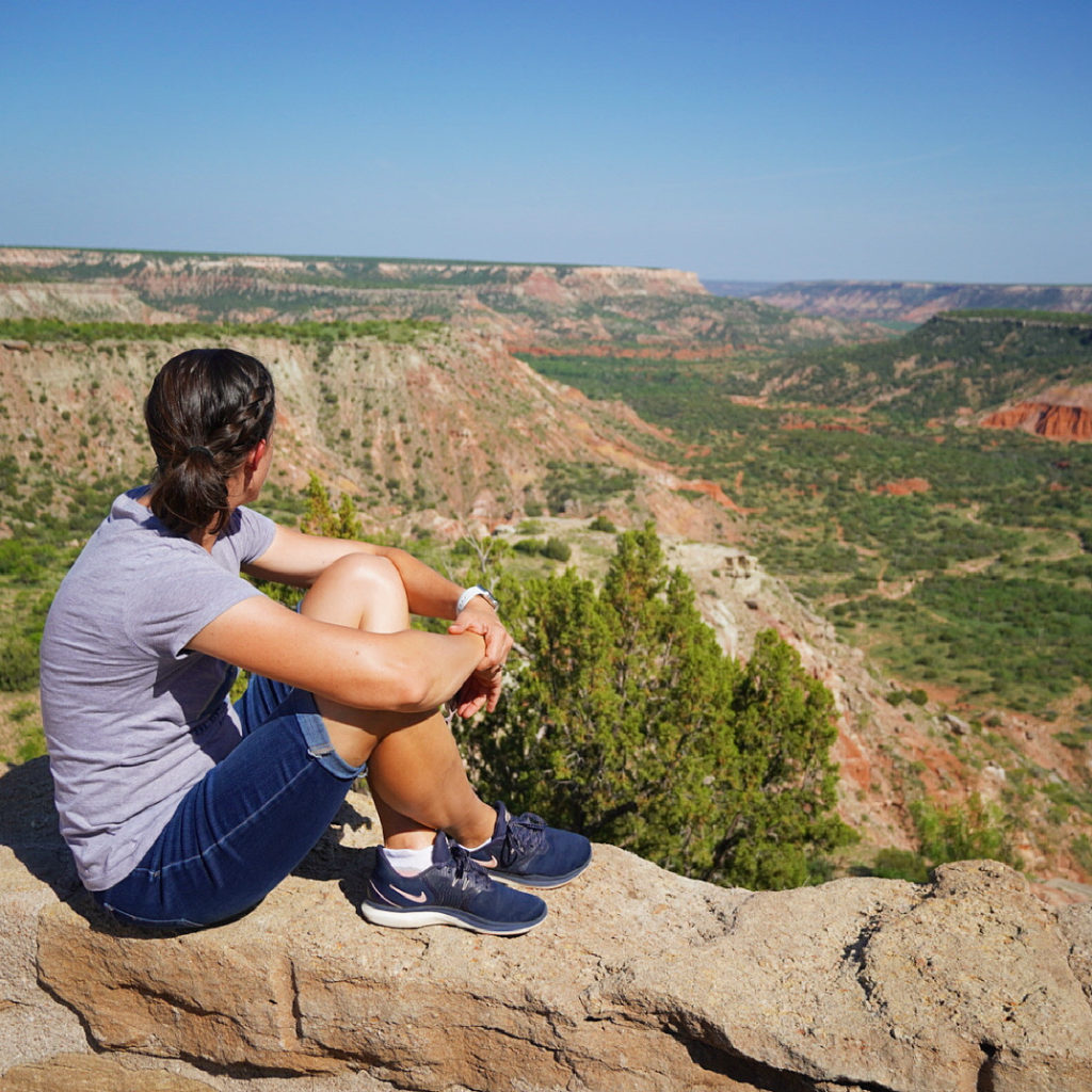 Woman looking over Palo Duro Canyon State Park near Amarillo Texas